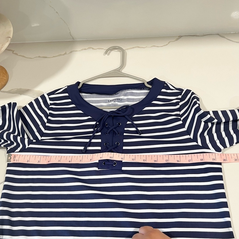 Lands End women's Nautical striped Navy/white Swim Cover Up Dress Size M 10-12 - Picture 9 of 12